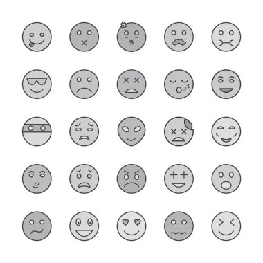 Kişisel ve ticari kullanım için 25 simge emojisi...