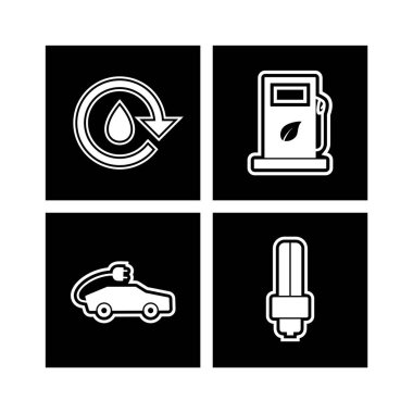 Beyaz Arkaplan Vektörü İzole Edilmiş Elementler Üzerine 4 eko Simgesi...