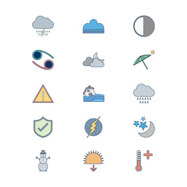 Kişisel ve Ticari Kullanım İçin Hava Durumu 15 Simgesi...