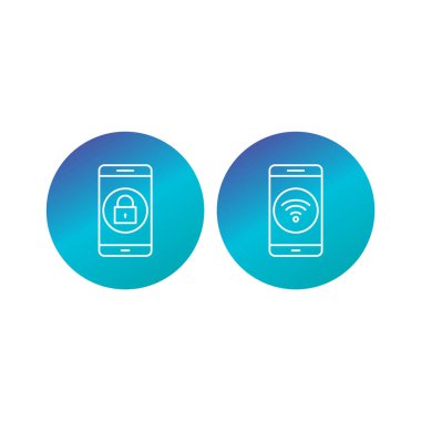 Beyaz Arkaplan Vektörü İzole Edilmiş Elementler üzerindeki 2 mobil uygulama seti...