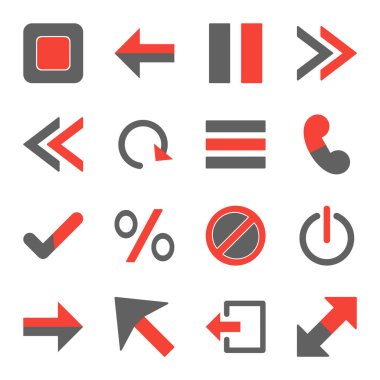 Beyaz arkaplanda izole edilmiş 16 temel element simgesi...