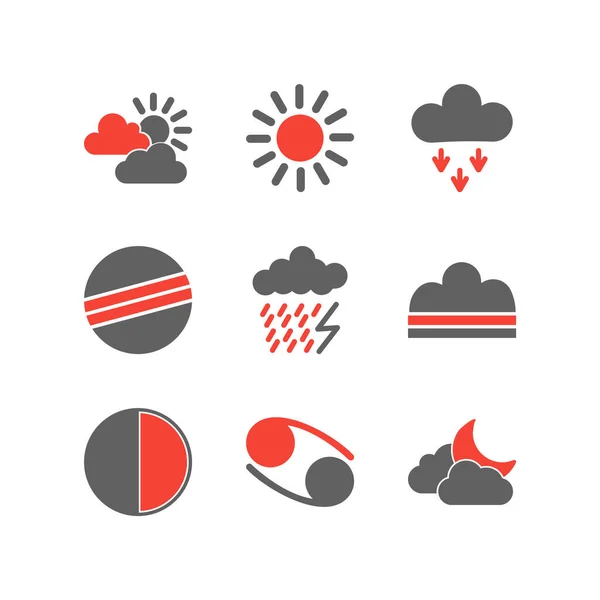 Set Iconos Meteorológicos Sobre Fondo Blanco Vector Elementos Aislados — Vector de stock