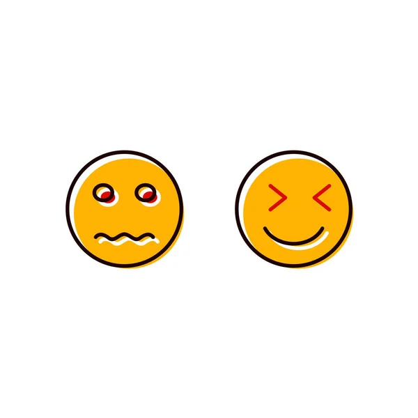 Emoji Iconen Vel Geïsoleerd Witte Achtergrond — Stockvector