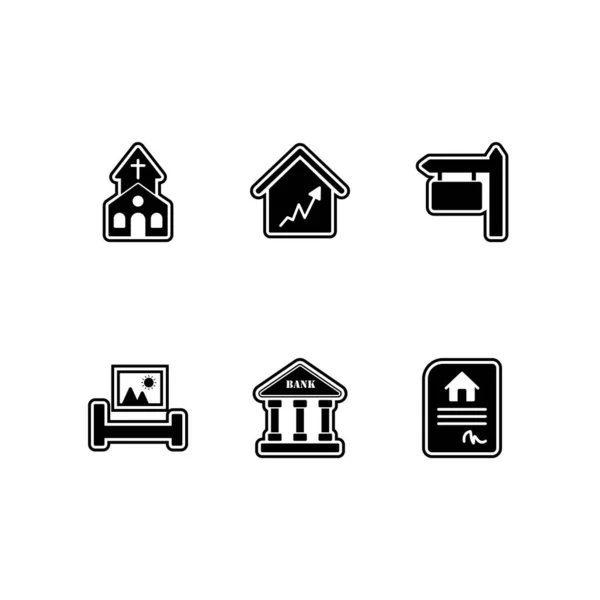 Ensemble Icônes Immobilières Sur Fond Blanc Éléments Isolés Vectoriels — Image vectorielle