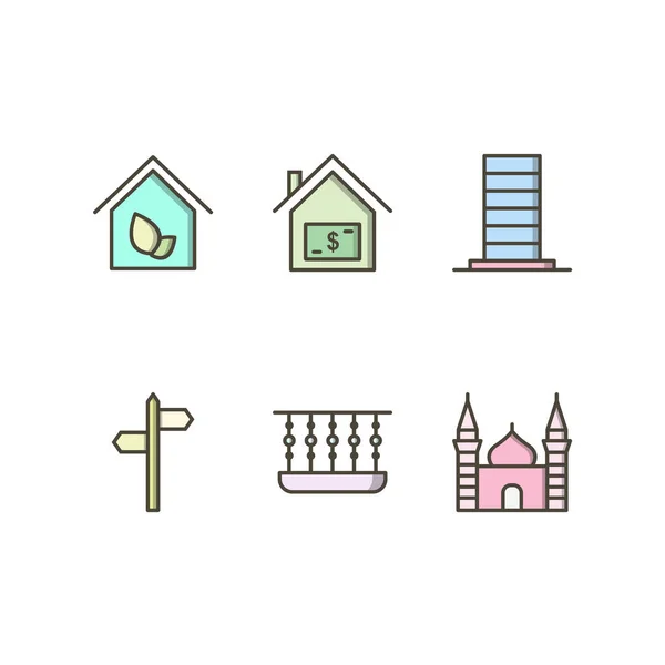 Set Icone Immobiliari Isolato Sfondo Bianco — Vettoriale Stock