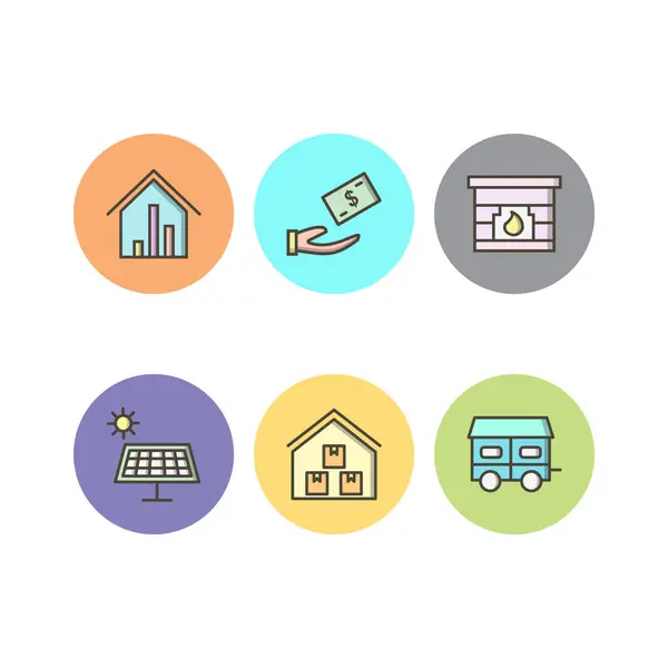 Real Estate Icons Sheet Isolated White Background — Stock Vector