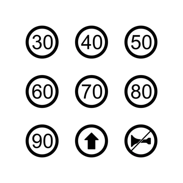 Набір Дорожніх Знаків Ікони Білому Тлі Векторні Ізольовані Елементи — стоковий вектор
