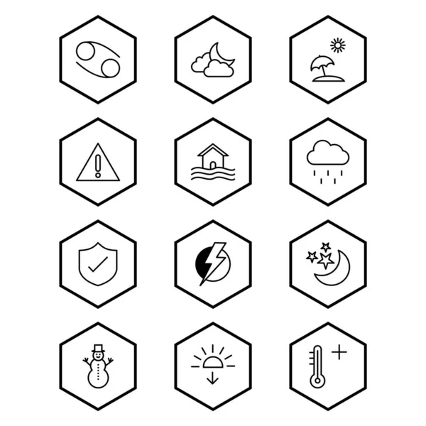 Ensemble Icônes Météo Isolées Sur Fond Blanc — Image vectorielle