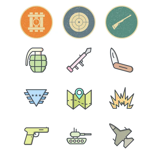 Icono Conjunto Militares Para Uso Personal Comercial — Vector de stock