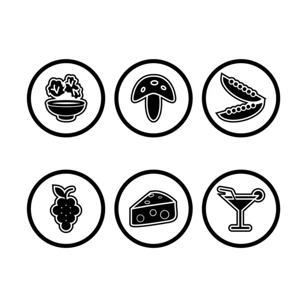 Set Food Icons White Background Vector Isolated Elements — Stock Vector