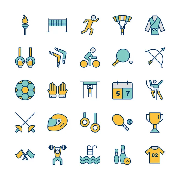 Icono Conjunto Deportes Juegos Para Uso Personal Comercial — Vector de stock