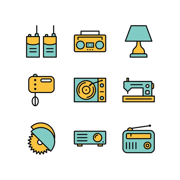 Electronic Devices Icons Sheet Isolated White Background — Stock Vector