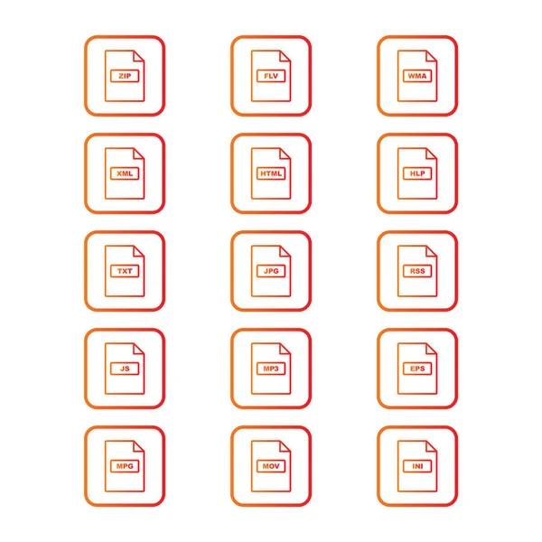 Set File Formats Icons White Background Vector Isolated Elements — Stock Vector