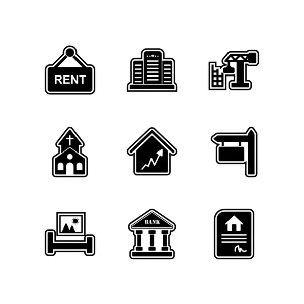 Icon Set Von Immobilien Für Den Persönlichen Und Gewerblichen Gebrauch — Stockvektor