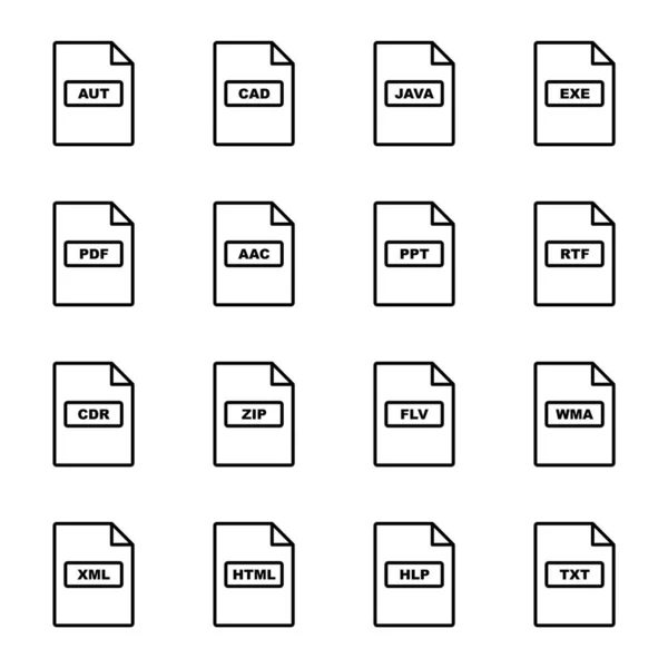 Icona Set Formati File Uso Personale Commerciale — Vettoriale Stock