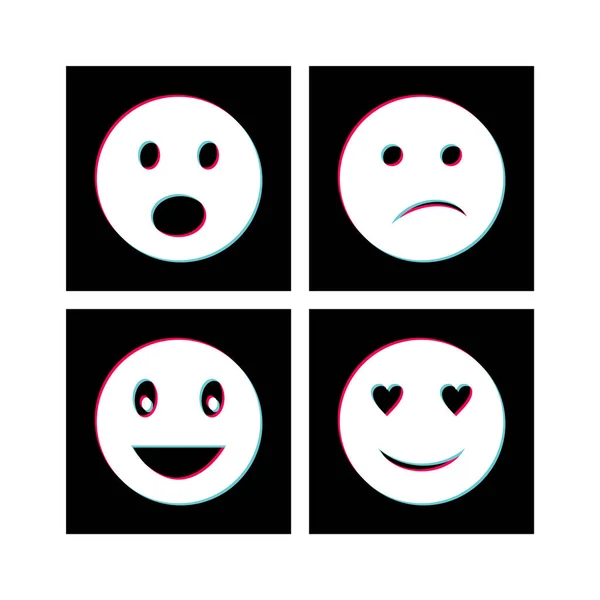Set Van Emoji Iconen Geïsoleerd Witte Achtergrond — Stockvector
