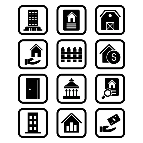 Iconos Inmobiliarios Para Uso Personal Comercial — Archivo Imágenes Vectoriales