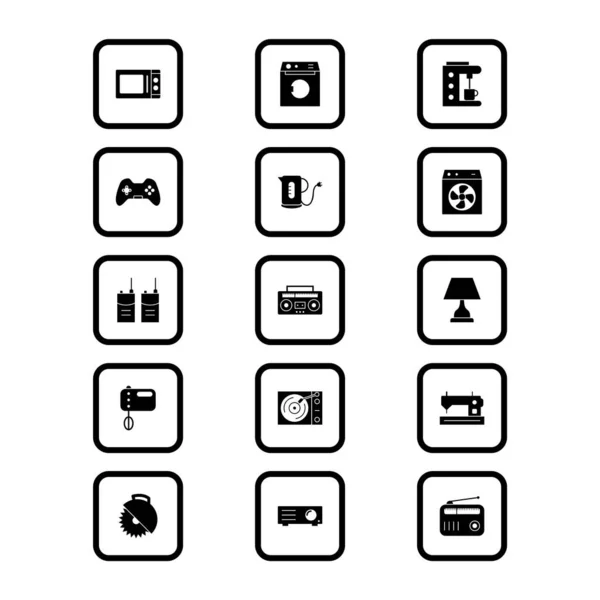 Set Van Elektronische Apparaten Pictogrammen Geïsoleerd Witte Achtergrond — Stockvector