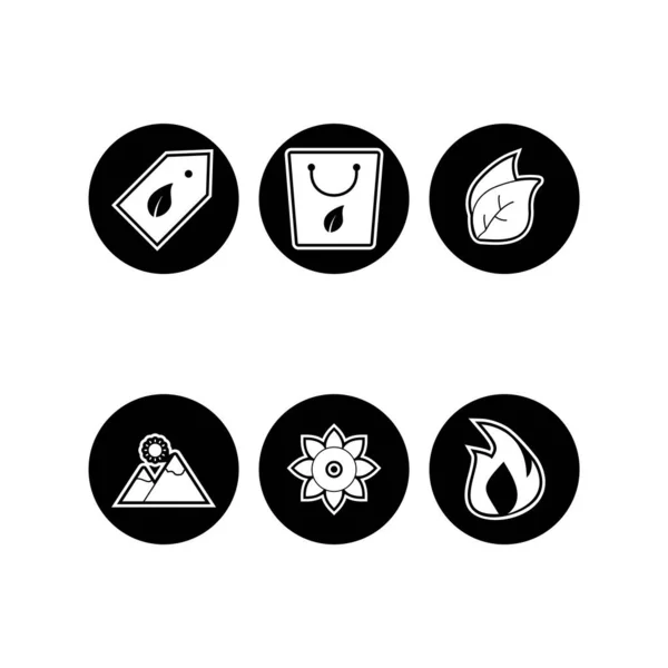 Set Von Öko Symbolen Auf Weißem Hintergrund Vektor Isolierte Elemente — Stockvektor