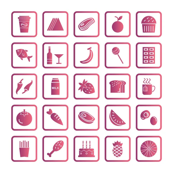 Icon Set Food Personal Commercial Use — Stock Vector