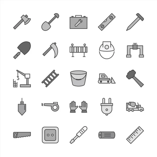 Set Construction Icons Isolated White Background — Stock Vector