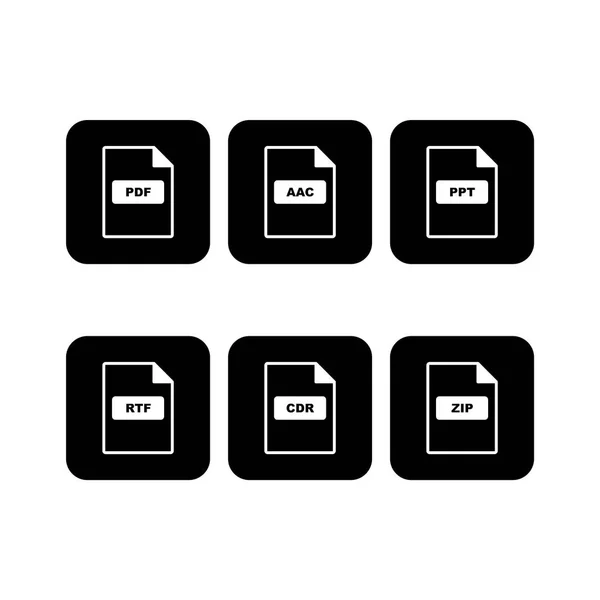 Set Icone Formati File Isolati Sfondo Bianco — Vettoriale Stock