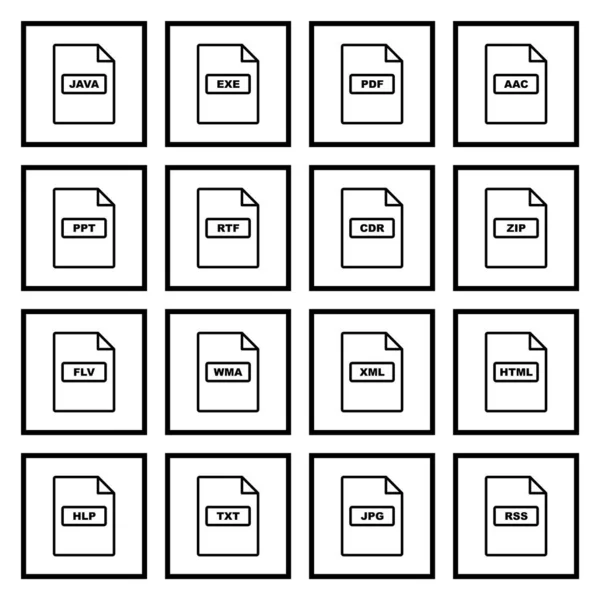 Fájlformátum Icons Sheet Isolated White Háttér — Stock Vector