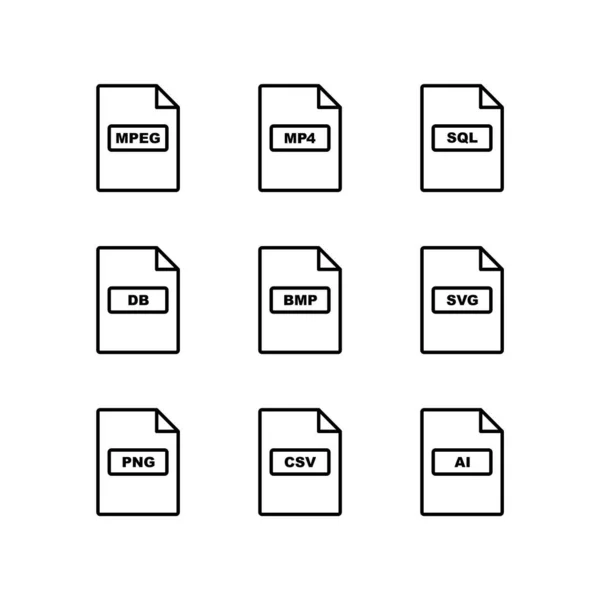 Icône Ensemble Formats Fichiers Pour Usage Personnel Commercial — Image vectorielle