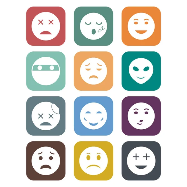 Set Icone Emoji Sfondo Bianco Elementi Isolati Vettoriali — Vettoriale Stock