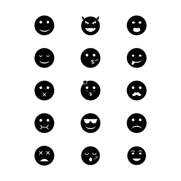 Set Icoane Emoji Izolate Fundal Alb — Vector de stoc