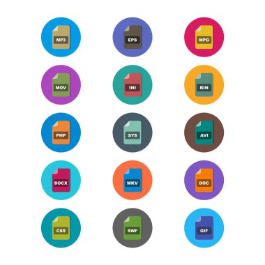 Kişisel ve Ticari Kullanım için 15 dosya biçimi simgesi...