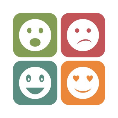Beyaz Arkaplan Vektörü İzole Edilmiş Elementler Üzerine 4 emoji Simgesi...