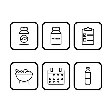 Beyaz Arkaplan Vektörü İzole Edilmiş Elementler Üzerine 6 Sağlık Simgesi...