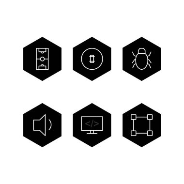 Beyaz arkaplanda izole edilmiş 6 adet evrensel simge...