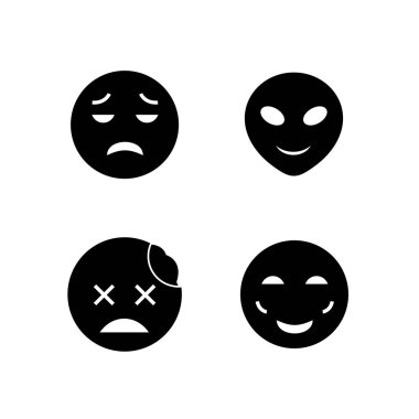 Beyaz Arkaplan Vektörü İzole Edilmiş Elementler Üzerine 4 emoji Simgesi...