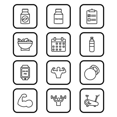 Beyaz arkaplanda 12 sağlık simgesi izole edildi...