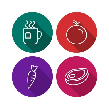 Beyaz Arkaplan Vektörü İzole Edilmiş Elementler Üzerine 4 Gıda Simgesi 