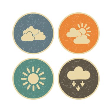 Beyaz arkaplanda 4 Hava Durumu simgesi izole edildi...