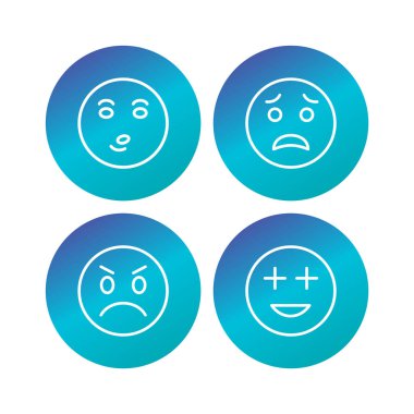  4 Emoji Simgesi Kağıdı Beyaz Arkaplanda İzole Edildi...