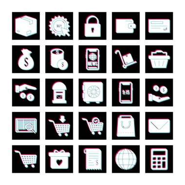 Beyaz Arkaplanda İzole Edilmiş 25 E-Ticaret Simgesi...