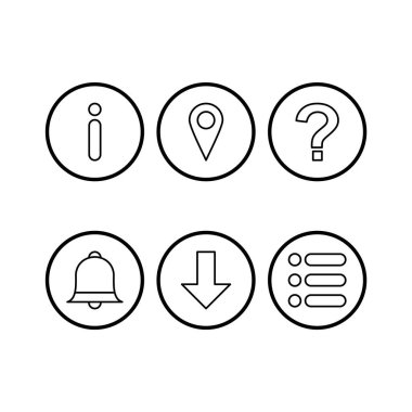 Beyaz arkaplanda izole edilmiş 6 temel öge simgesi...