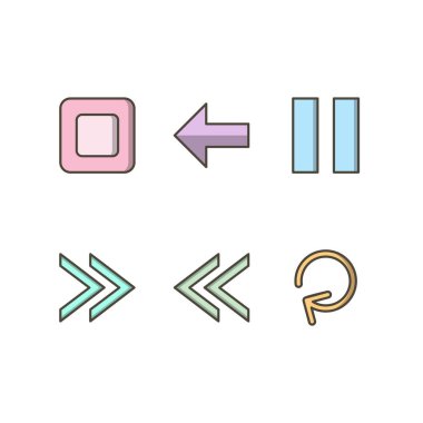 Beyaz arkaplanda 6 temel element simgesi izole edildi...