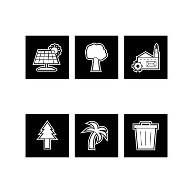 Beyaz Arkaplan Vektörü İzole Edilmiş Elementler Üzerine 6 eko Simgesi...