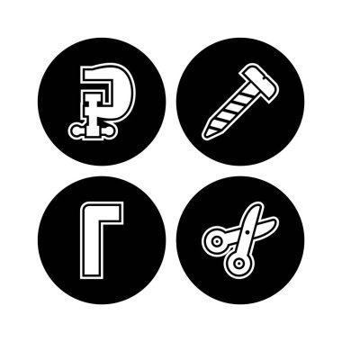 Beyaz Arkaplan Vektörü İzole Edilmiş Elementler Üzerine 4 Yapılandırma Simgesi...