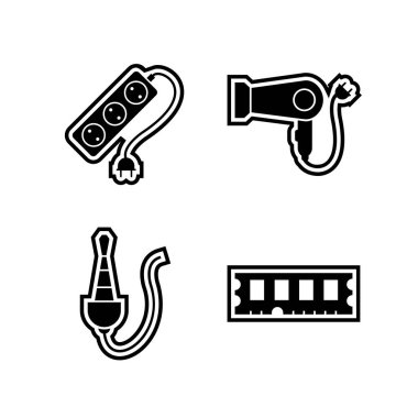 Beyaz arkaplanda 4 adet elektronik aygıt simgesi izole edildi...