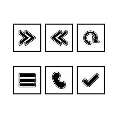 Beyaz arkaplanda izole edilmiş 6 temel öge simgesi...