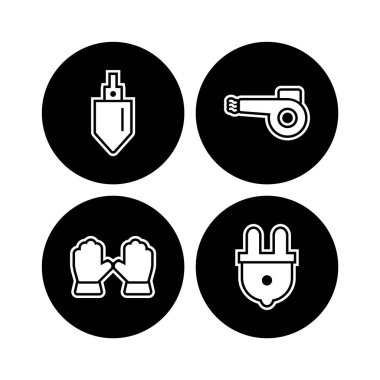 Beyaz Arkaplan Vektörü İzole Edilmiş Elementler Üzerine 4 Yapılandırma Simgesi...