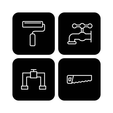 Beyaz Arkaplan Vektörü İzole Edilmiş Elementler Üzerine 4 Yapılandırma Simgesi...