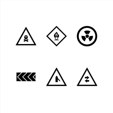  Beyaz arkaplanda izole edilmiş 6 Yol İşareti Simgesi Sayfası...