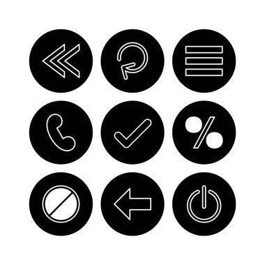 Beyaz Arkaplanda İzole edilmiş 9 temel öge Simge Sayfası...